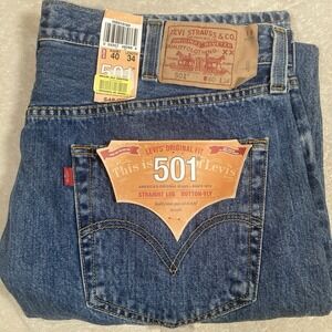 NWT Levi's 501 Original Men's Denim Jeans Straight Leg Button Fly Blue 40x34